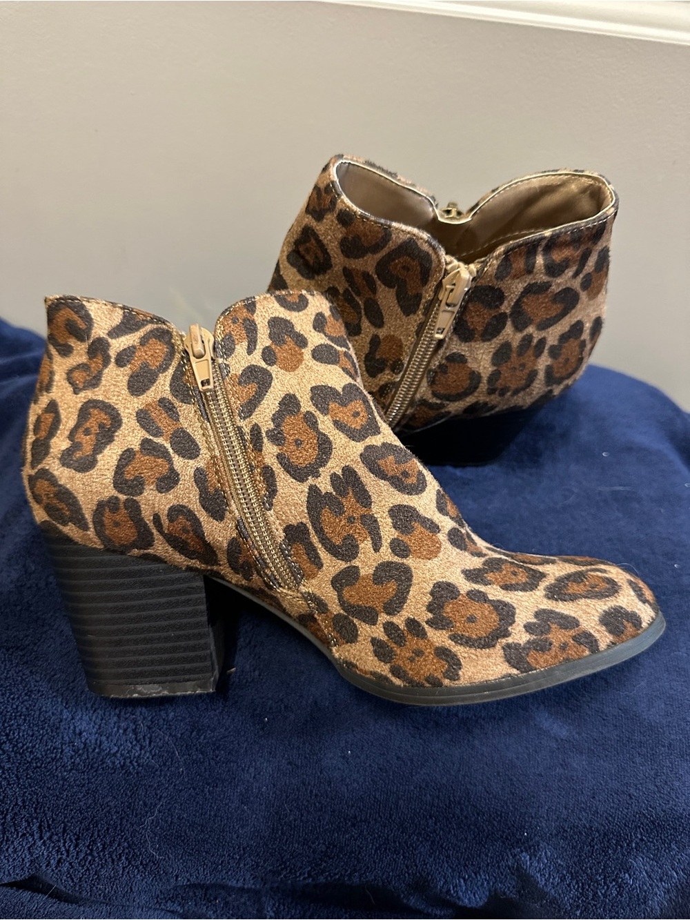 Style & Co. Leopard Print Side-Zip Ankle Booties in Brown and Black